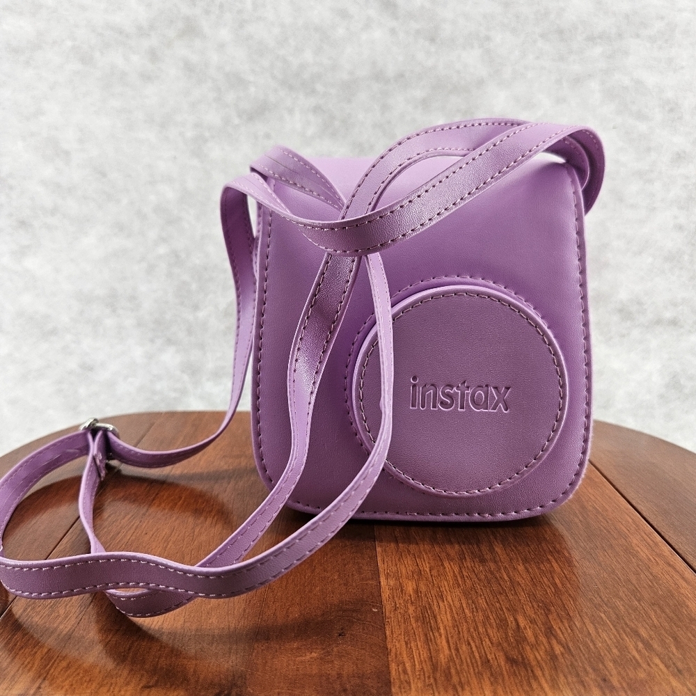 Fujifilm Instax Camera Case‎ Mini Purple Adjustable Strap Leather COVER ONLY